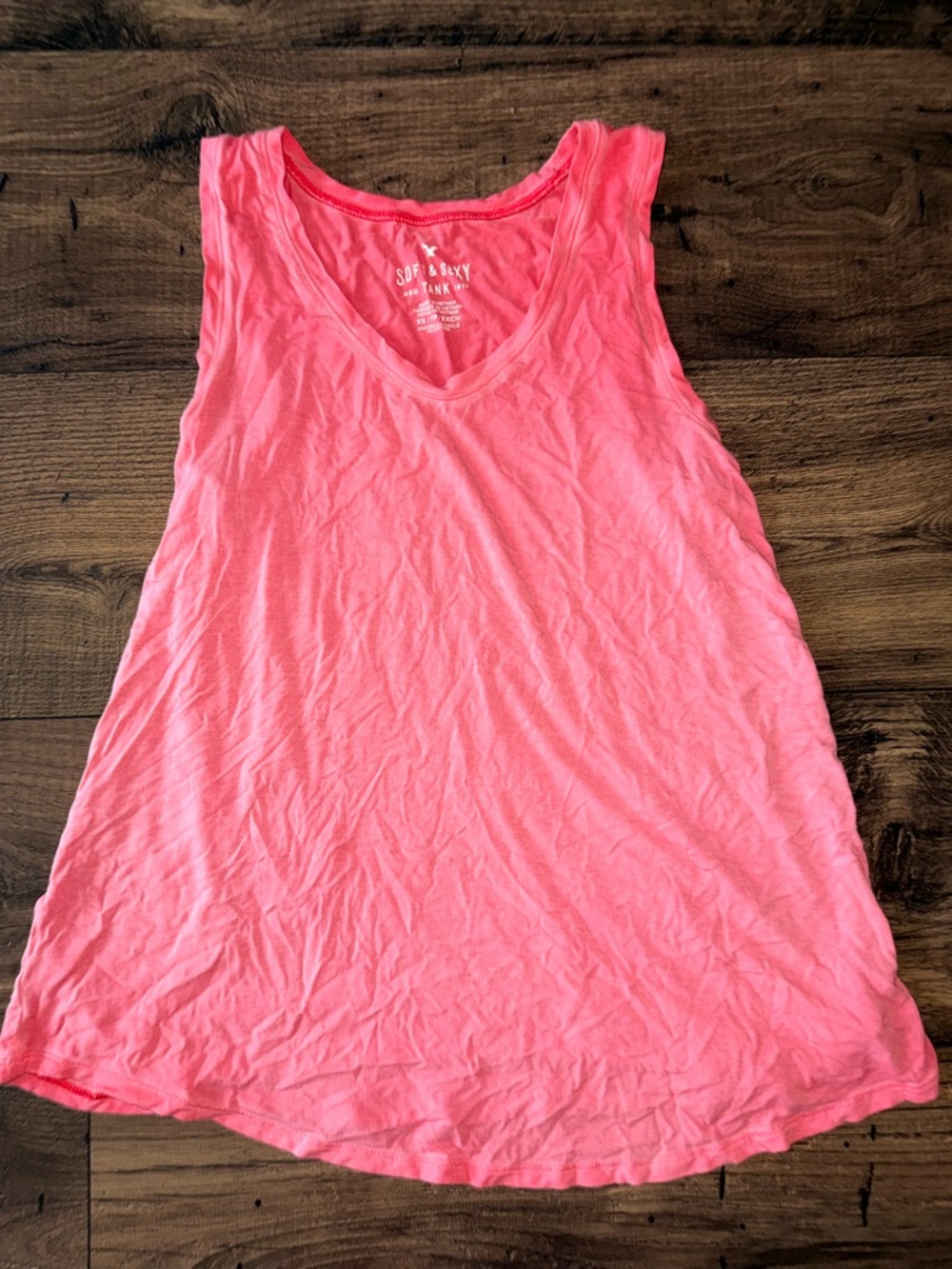 American Eagle Outfitters Neon Pink V-Neck Tank Top